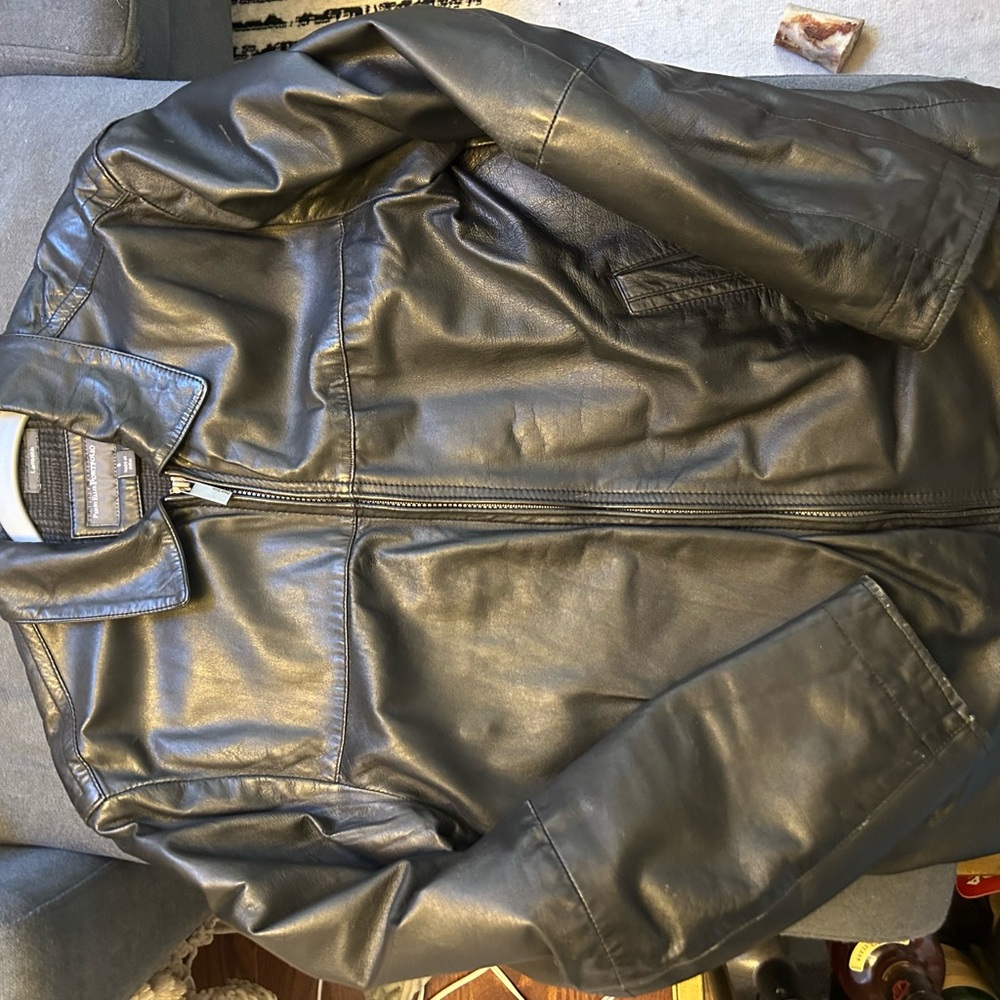 Perry Ellis Portfolio Leather Jacket S
